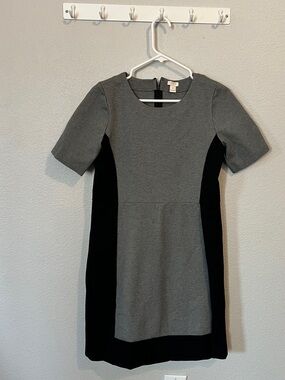 J. Crew Gray and Black Ponte Sheath Dress